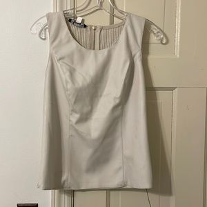 INC International Concepts White Faux Leather Ponte Top - NWT - Size S